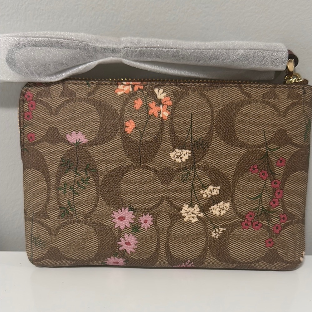 Coach Brown Floral Wristlet - Picture 2 of 3